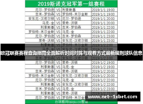 欧冠联赛赛程查询指南全面解析时间对阵与观看方式最新规则球队信息